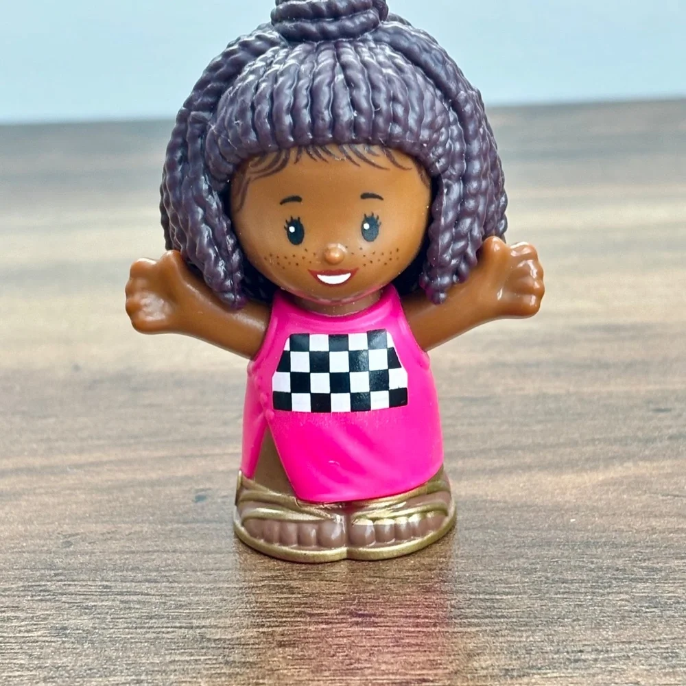 Little People BARBIE Girls RACE CAR DRIVERS African American Blonde Toy Figure 2